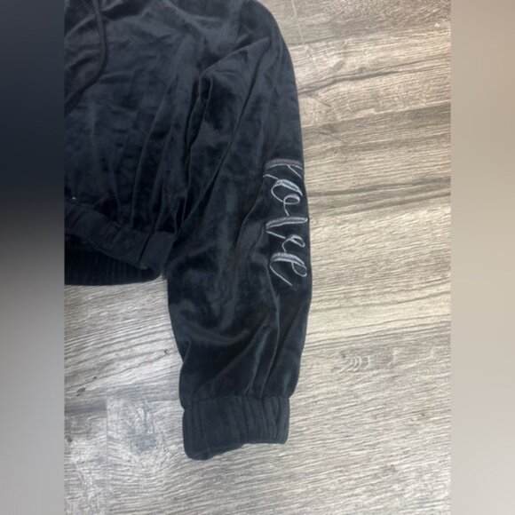 No Boundaries Black Velour Zip-Up Jacket - Picture 3 of 4